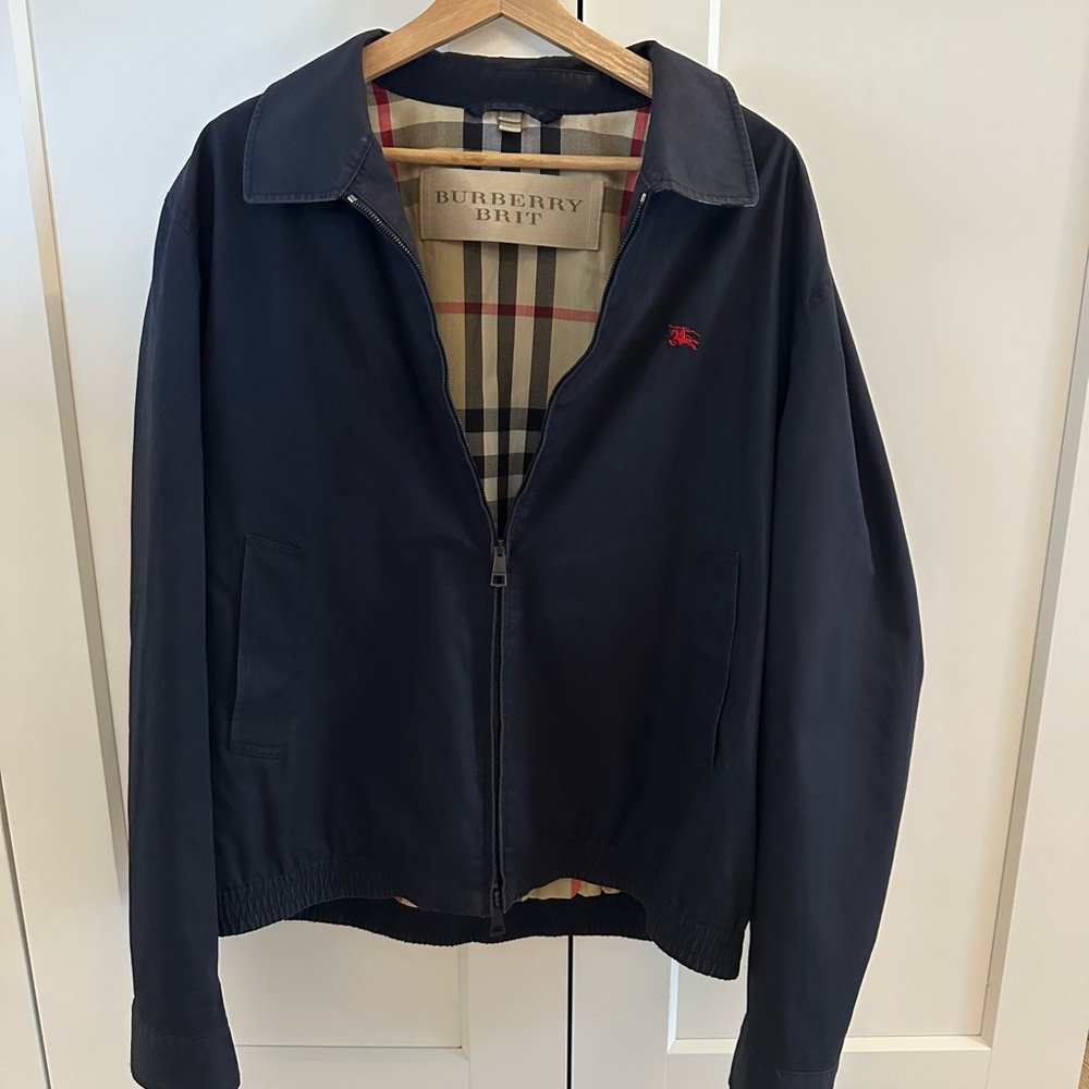 Burberry Brit Navy Jacket with Plaid Lining - Picture 2 of 7